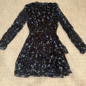 Aqua girls long sleeve smocked mini dress